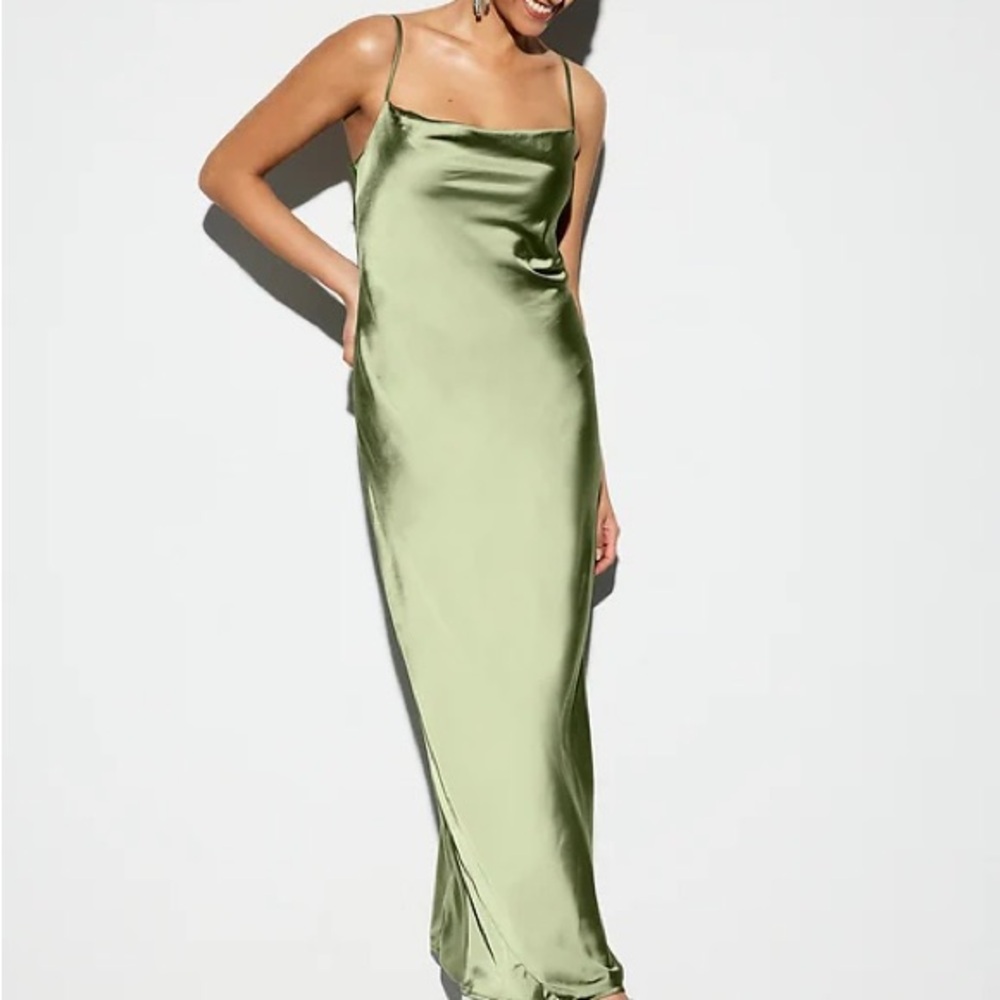Old Navy Elegant Green Satin Slip Dress